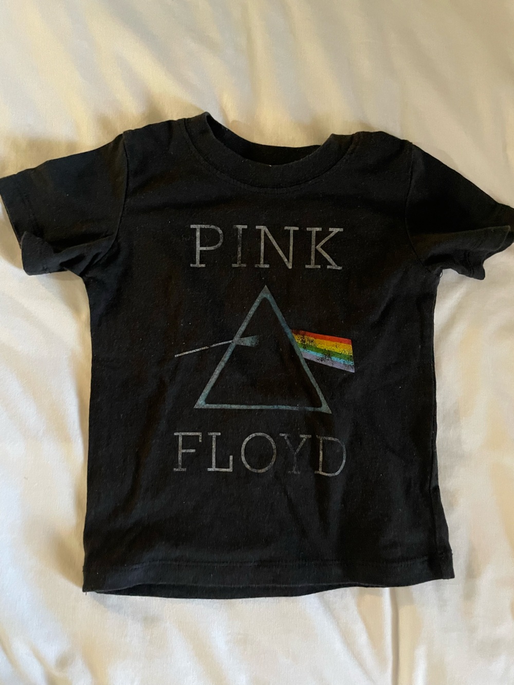 Pink Floyd Black Kids Tee with Rainbow Prism Graphic